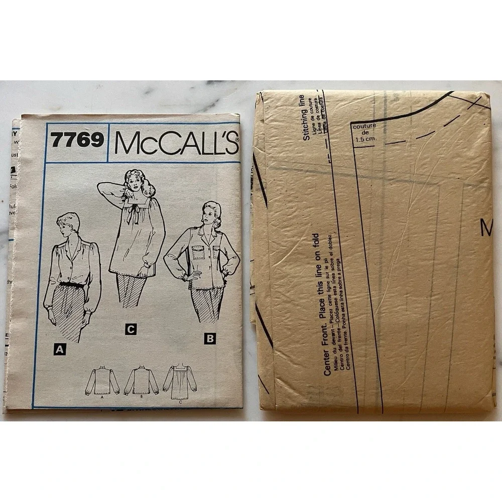 Vintage 1981 McCall's Pattern 7769 Women's Blouses‎ Carol Little Size 14 Uncut